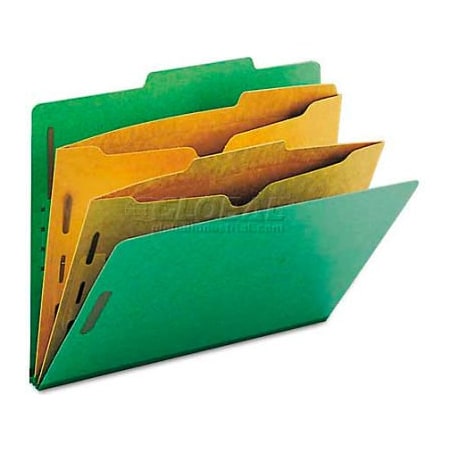 Smead Smead Pressboard Folders with Two Pocket Dividers, Letter, Six-Section, Green, 10/Box 14083